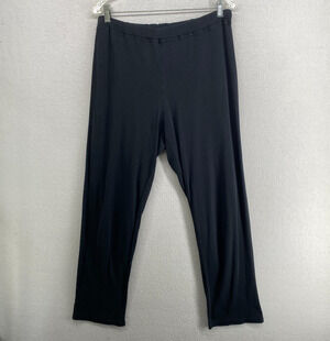 EILEEN FISHER GARNET HILL Pants M Pajama PJ Cotton Jersey Slim Pull On Black